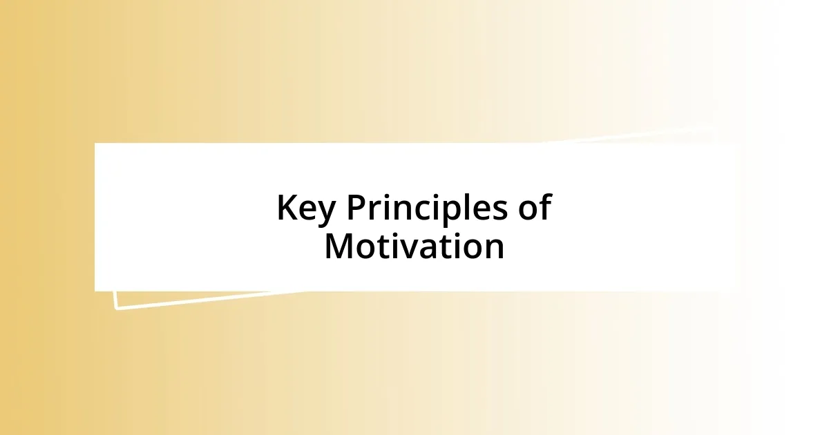 Key Principles of Motivation